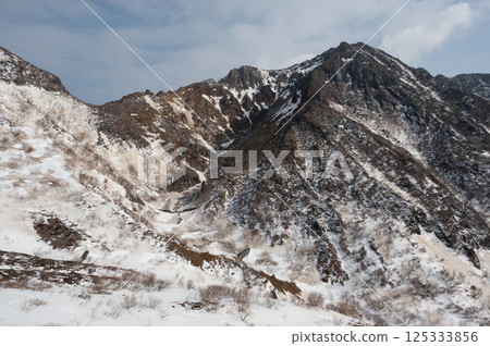 April scenery seen from the snow-covered hiking trail at Mount Nasu in Tochigi Prefecture 125333856