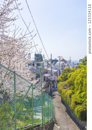 從石切站附近眺望大阪平原和盛開的櫻花 125334118