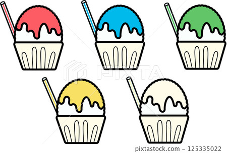 Colorful shaved ice set icon Colorful shaved ice set icon 125335022