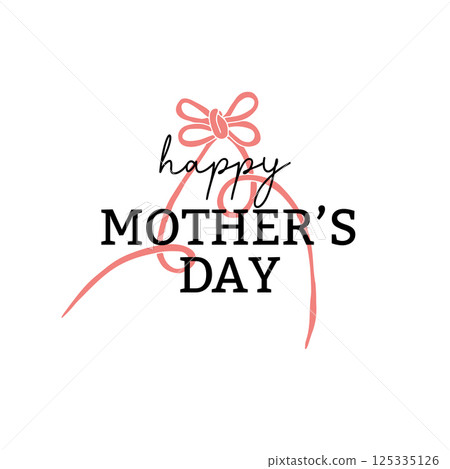 Happy Mother's Day greeting card with pink ribbon bow knot 125335126