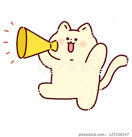 Cat cheering with a megaphone 125336147