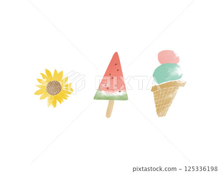 Summer simple hand-drawn watercolor illustration set Summer simple hand-drawn watercolor illustration set 125336198