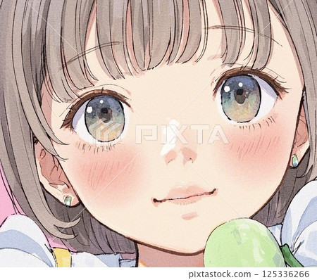 美麗的女孩,可愛,春天,插圖 美麗的女孩,可愛,春天,插圖 125336266