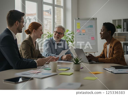 跨國團隊在商務會議上協同工作的場景 6 AI 產生的圖像 跨國團隊在商務會議上協同工作的場景 6 AI 產生的圖像 125336383