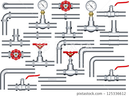 A set of various plumbing pipes A set of various plumbing pipes 125336612