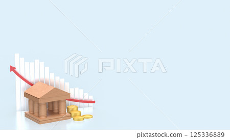 The Bank and coins for earn or Business concept 3d Rendering. 125336889