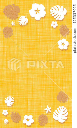 垂直：熱帶植物和花卉的夏季壁紙插圖（橙色） 125337025