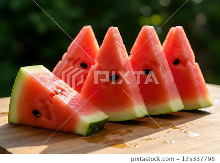 新鮮切開的西瓜，夏季的代表性美食 2 AI 生成的圖像 125337798