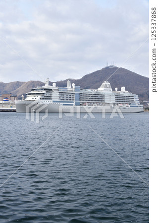 Photographing the cruise ship Silver Nova calling at Hakodate Port in spring in Hakodate, Hokkaido Photographing the cruise ship Silver Nova calling at Hakodate Port in spring in Hakodate, Hokkaido 125337868