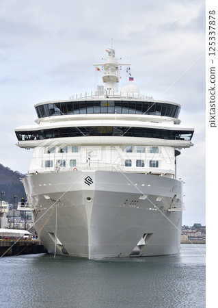 Photographing the cruise ship Silver Nova calling at Hakodate Port in spring in Hakodate, Hokkaido 125337878