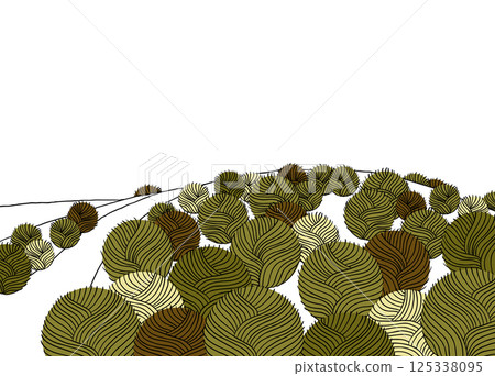 Landscape line art ink drawing, Korchia field on small hill 125338095