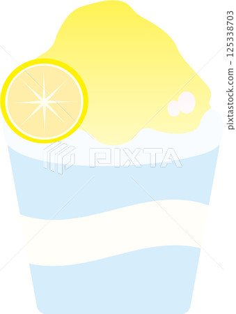 Refreshing yellow shaved ice decorated with lemon Refreshing yellow shaved ice decorated with lemon 125338703