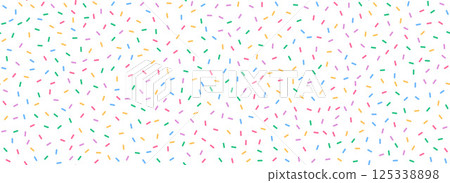Donut sprinkles seamless pattern. Colorful candy cream background. Cake glaze icing overlay for decorative banner, poster, template. Cupcake or ice cream topping texture. Vector wallpaper  125338898