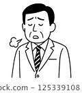 Illustration of a middle-aged male office worker sighing 125339108
