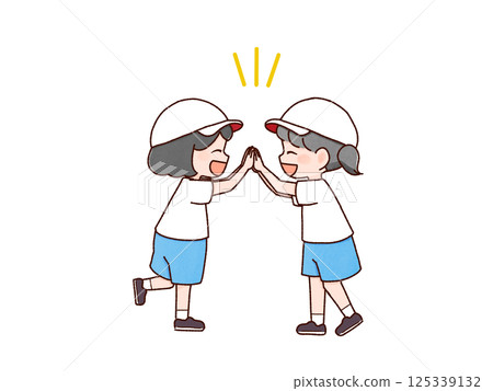 Children Kids Girls High Five Smile 125339132