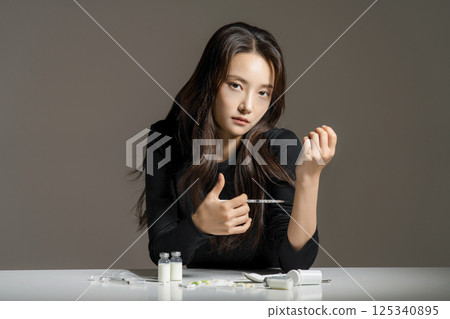A young man in his 20s addicted to various drugs and drugs 125340895
