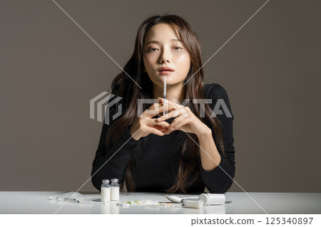 A young man in his 20s addicted to various drugs and drugs 125340897