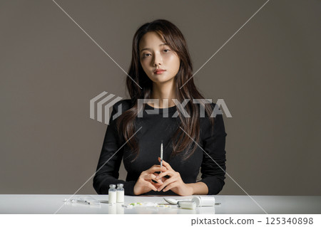 A young man in his 20s addicted to various drugs and drugs 125340898