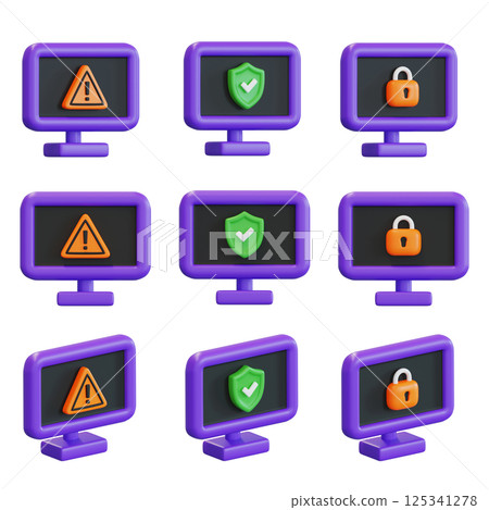 3D Graphics for Internet Security Related Computer Monitors 125341278