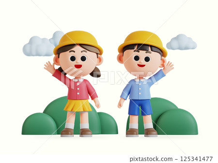 Cute children watering sprouts Cute children watering sprouts 125341477