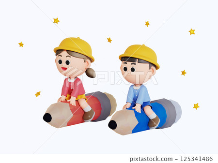 Cute children holding a bunch of flowers 125341486