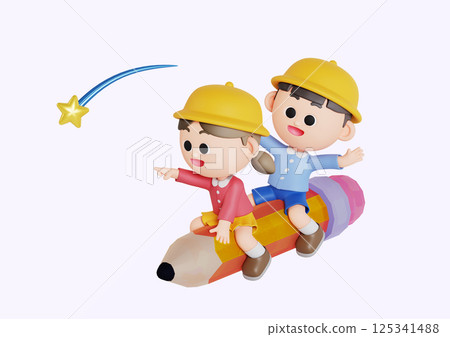 Cute children collecting insects 125341488