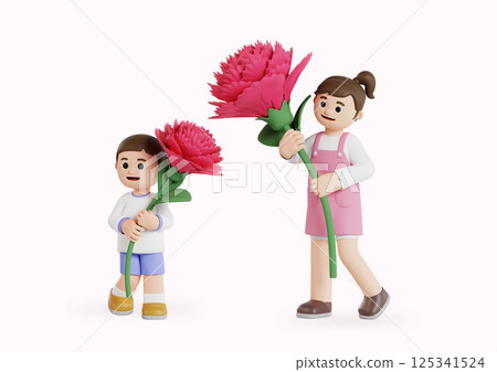 Parents carrying their children Parents carrying their children 125341524