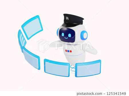 Artificial intelligence wearing a graduation cap and holding a book Artificial intelligence wearing a graduation cap and holding a book 125341549