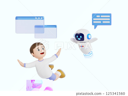 Artificial intelligence stands guard with a lantern 125341560