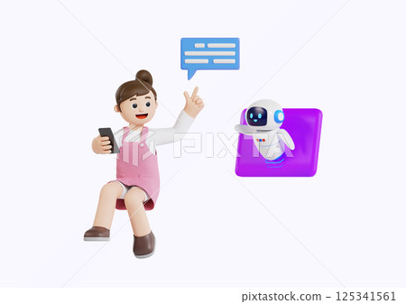 Artificial intelligence stands guard with a lantern 125341561
