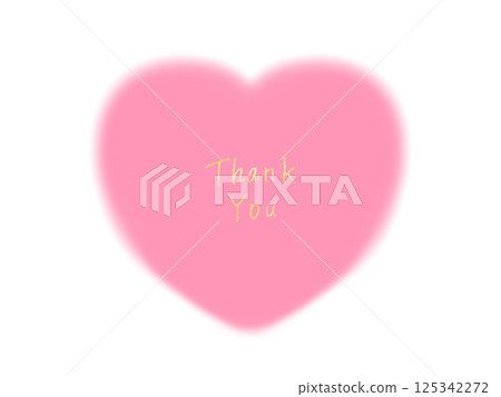 Watercolor pink fluffy heart and gold lettering "thank you" 125342272
