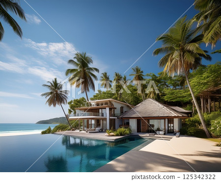 Beach resort illustration 125342322