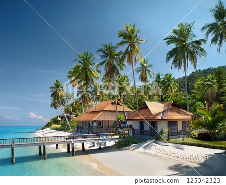Beach resort illustration 125342323