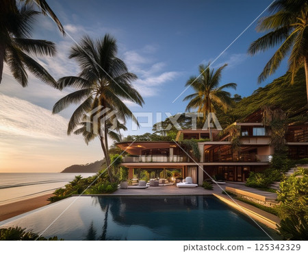 Beach resort illustration 125342329