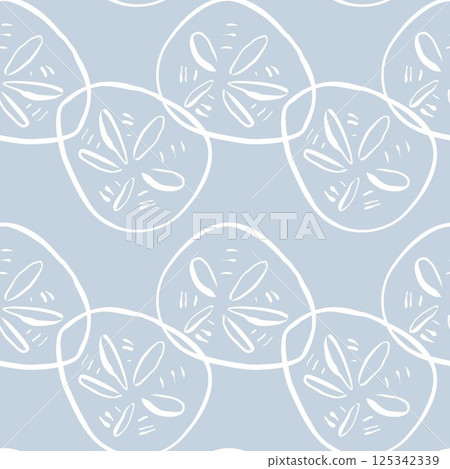 Seamless sand dollar pattern in pastel blue tones Seamless sand dollar pattern in pastel blue tones 125342339