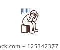 Pictogram of a worried person holding his head 125342377