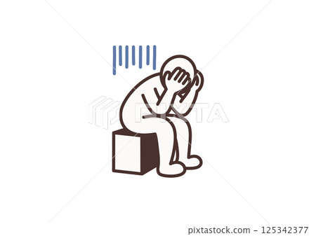 Pictogram of a worried person holding his head Pictogram of a worried person holding his head 125342377