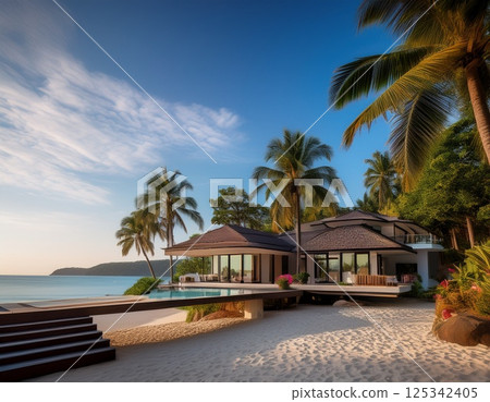 Beach resort illustration 125342405
