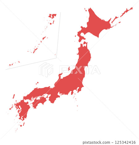 日本地圖,朱紅色 日本地圖,朱紅色 125342416