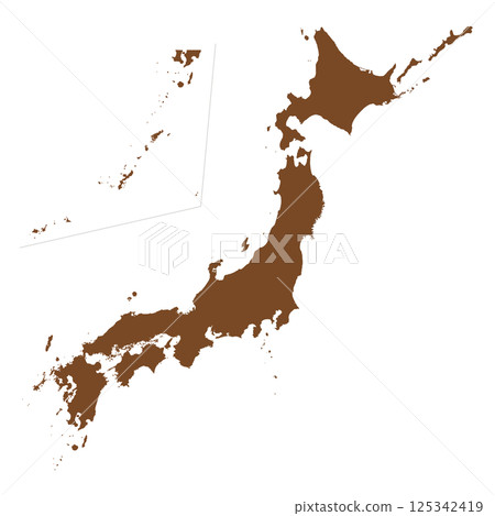 Map of Japan brown Map of Japan brown 125342419