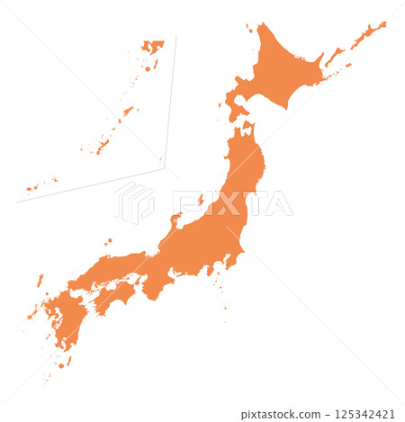 日本地圖橘色 日本地圖橘色 125342421