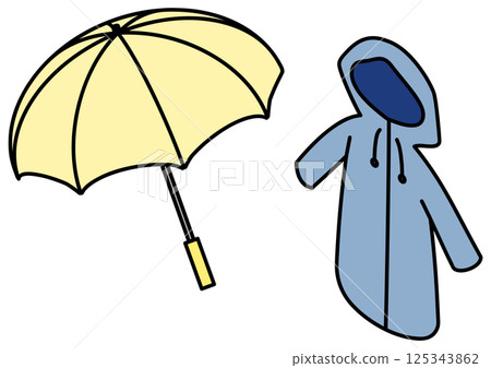 等距雨具套裝，包括雨傘和雨衣 125343862