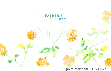 Watercolor painting. Watercolor yellow rose illustration. Father's Day yellow rose frame. 125344248