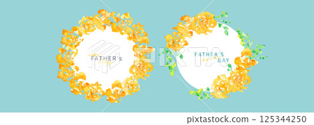 水彩畫。帶有水彩畫風格的黃玫瑰插圖。父親節黃玫瑰框架。 125344250