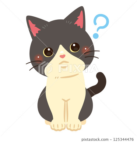 Illustration of a thinking cat 125344476