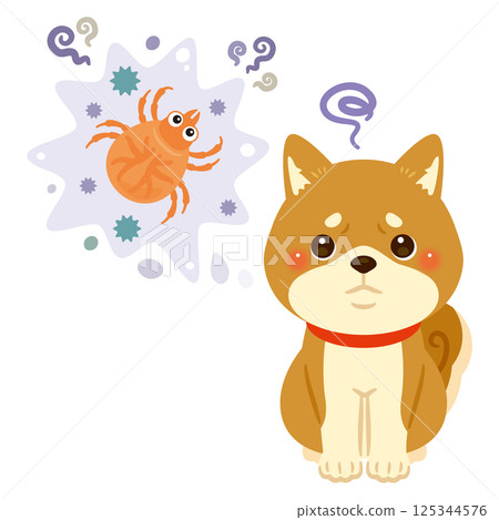 Illustration of a Shiba Inu suffering from pests Illustration of a Shiba Inu suffering from pests 125344576