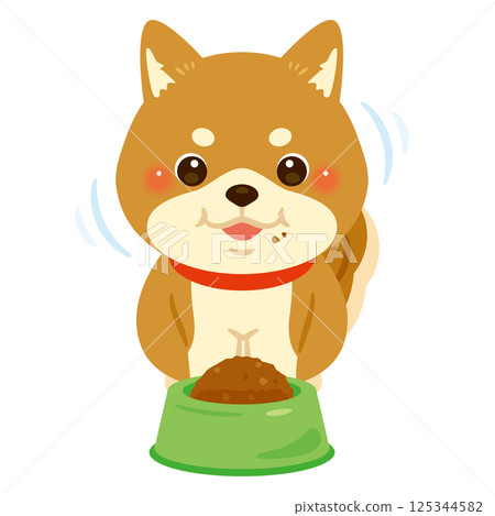 Illustration of a Shiba Inu eating 125344582