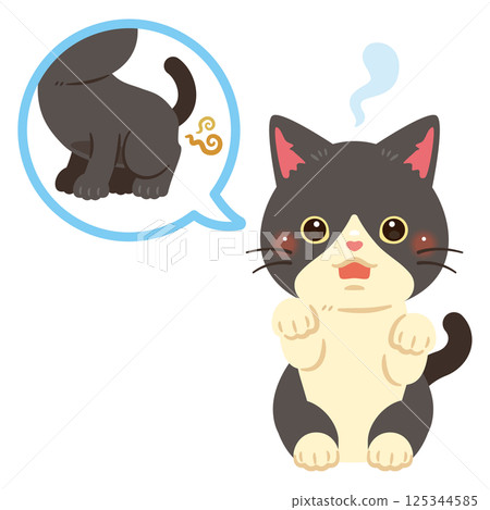 Illustration of a cat with a flehmen reaction Illustration of a cat with a flehmen reaction 125344585