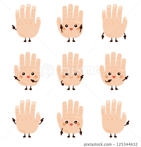 Pointing hand character set 125344632