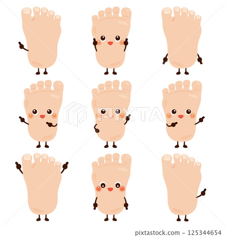 Pointing foot character set 125344654